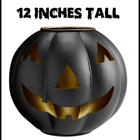 (1) 12” HALLOWEEN JACK O' LANTERN CANDLE HOLDER BLACK NEW - Picture 3 of 3